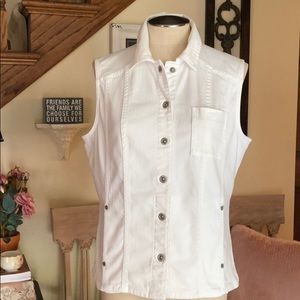 Chico’s Platinum White Jean Sleeveless Vest